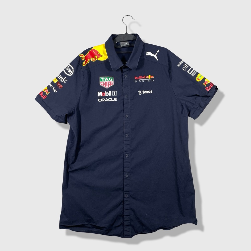 Puma Red Bull Racing Team Shirt Mens XL Navy Blue Formula 1 F1 Racing Sporty